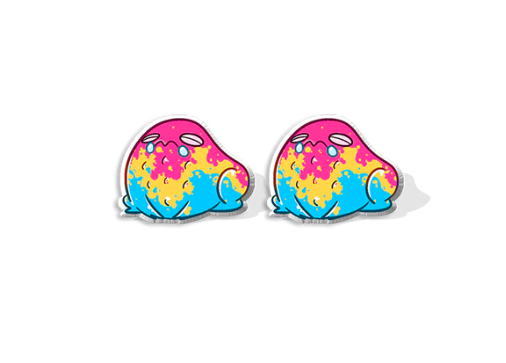 Pansexual pride frog earrings