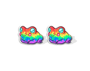 Rainbow pride frog earrings