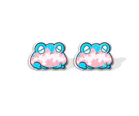 Trans pride frog earrings