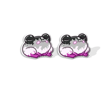 Asexual pride frog earrings