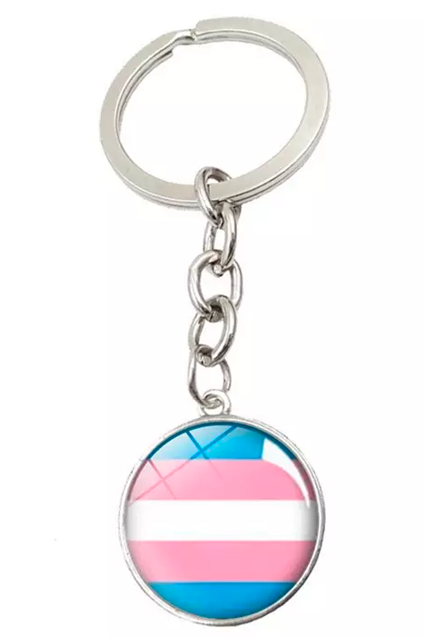 Trans pride keychain